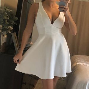 White Deep V Swing Dress Medium